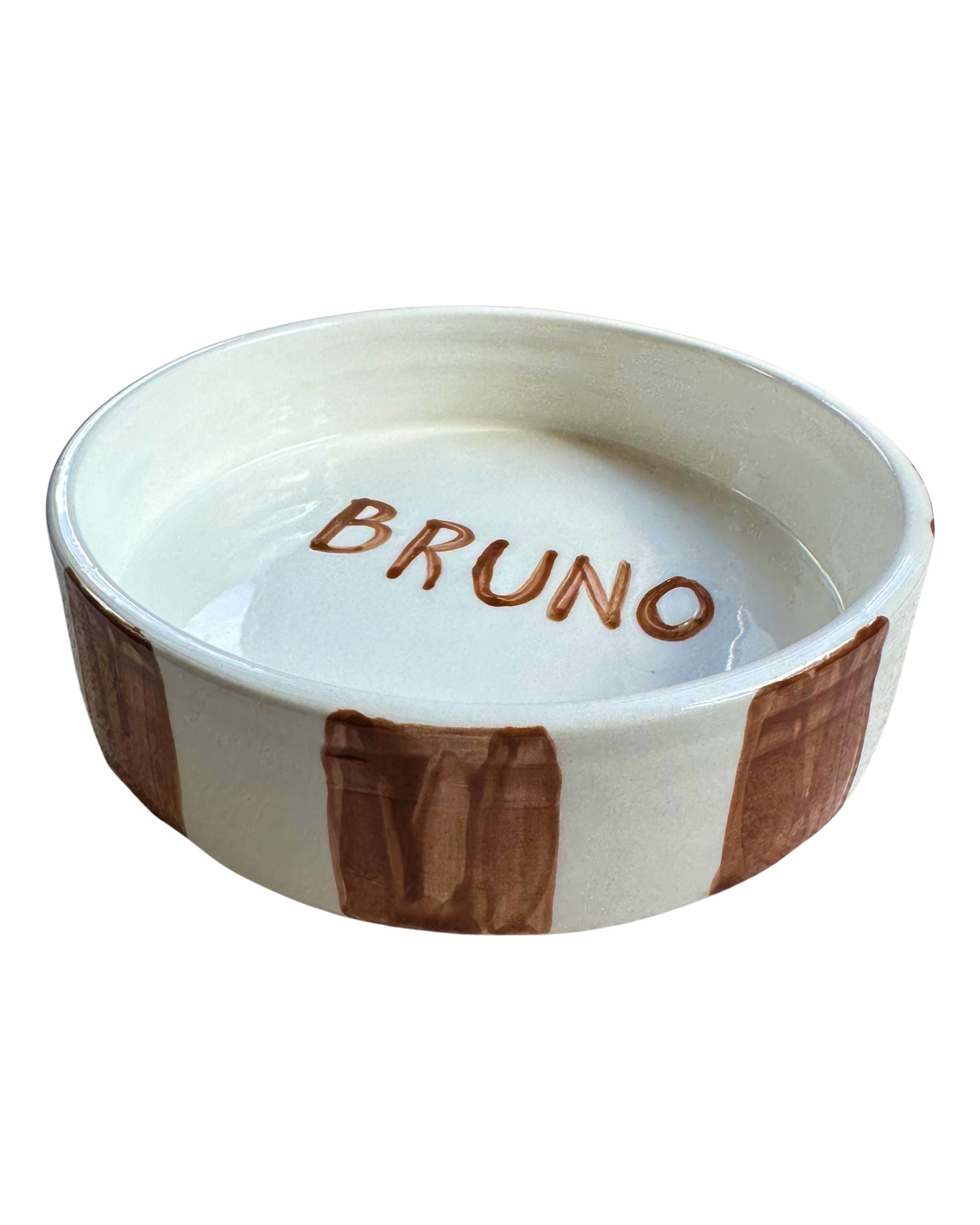 Brown stripes dog bowl