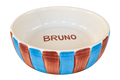 Light blue & brown stripes pet bowl