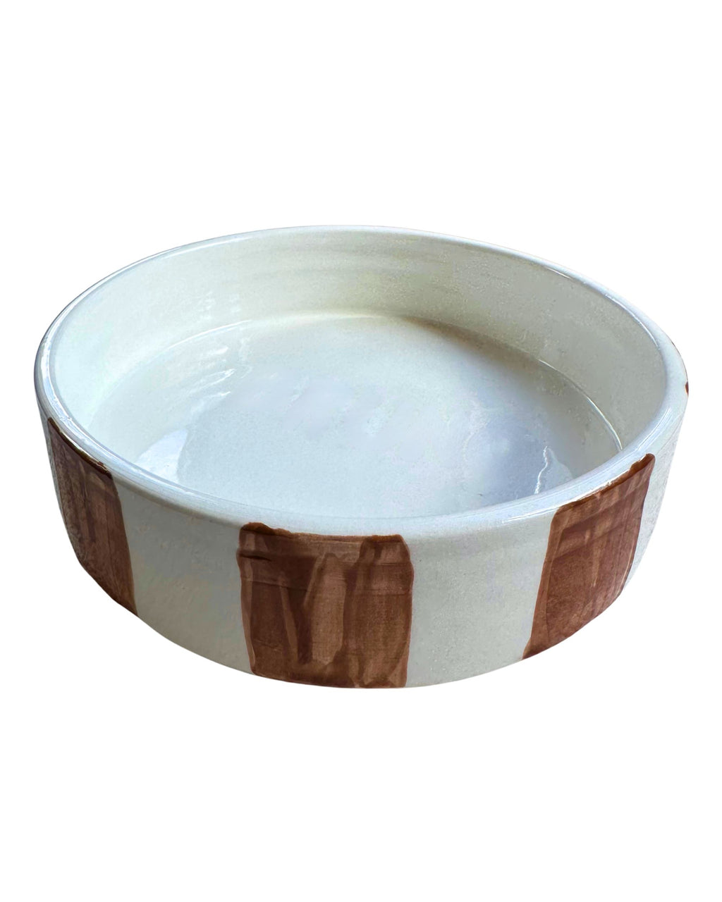 Brown stripes dog bowl