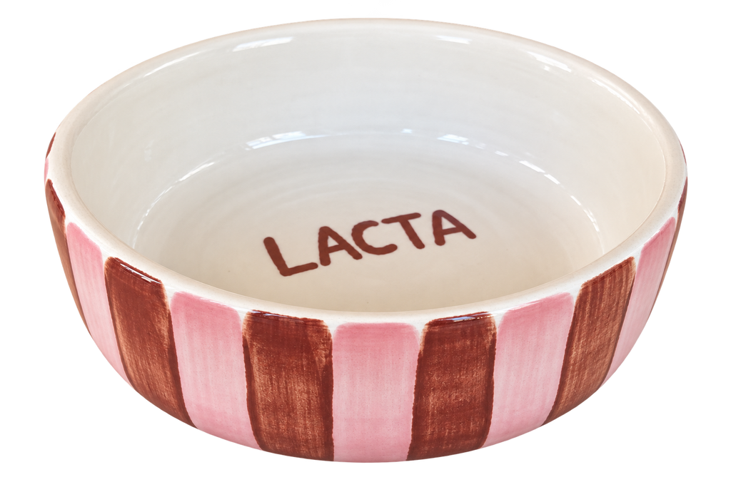 Pink & brown stripes pet bowl