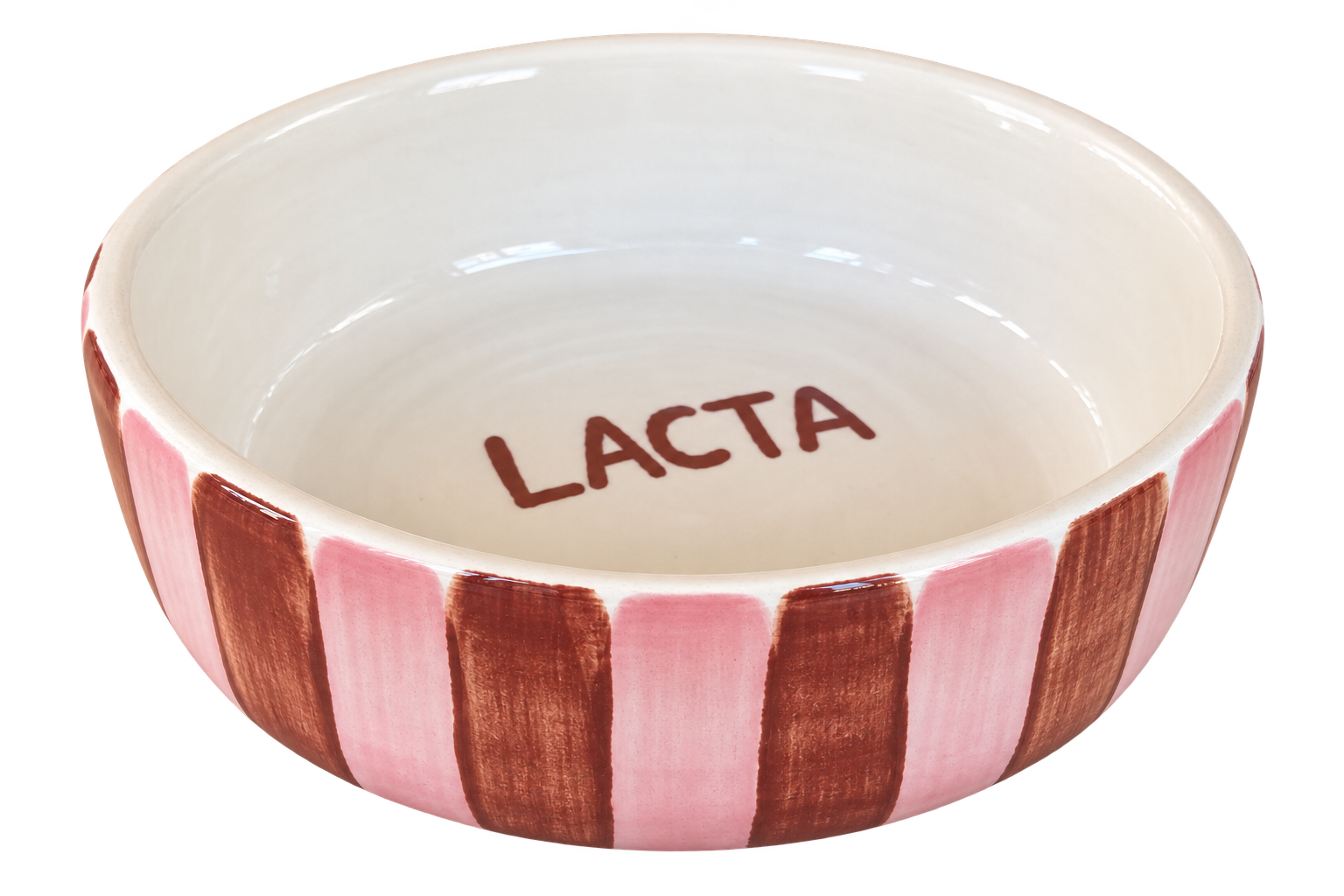 Pink & brown stripes pet bowl