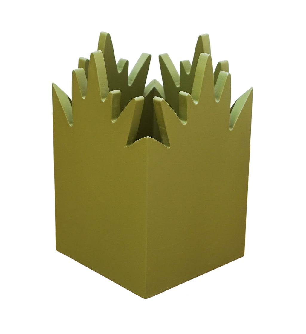 WOODEN PLANT-SHAPED BIN - OLIVE