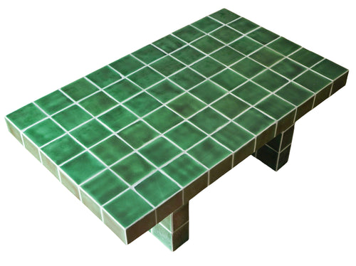 Ceramic green tile coffee table - indoor