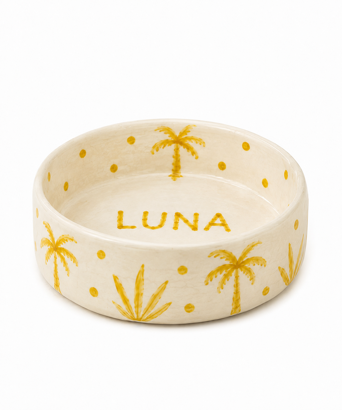 Yellow palms pet bowl