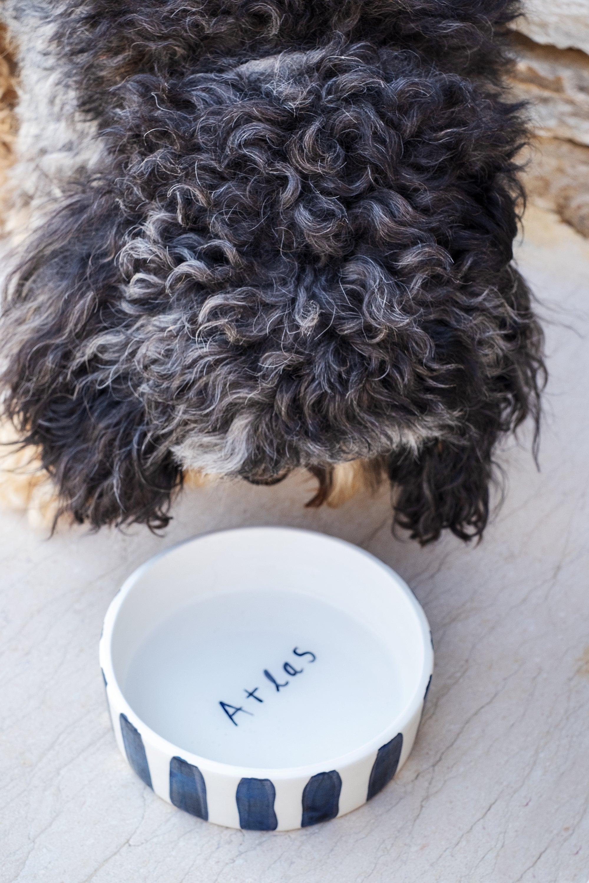 B&W STRIPES DOG BOWL