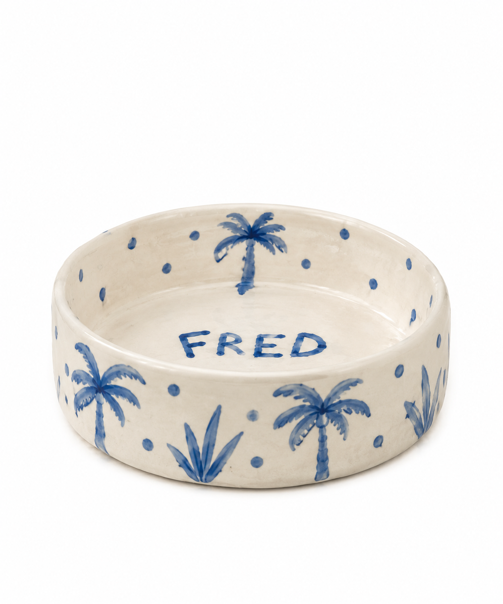 Blue palms pet bowl