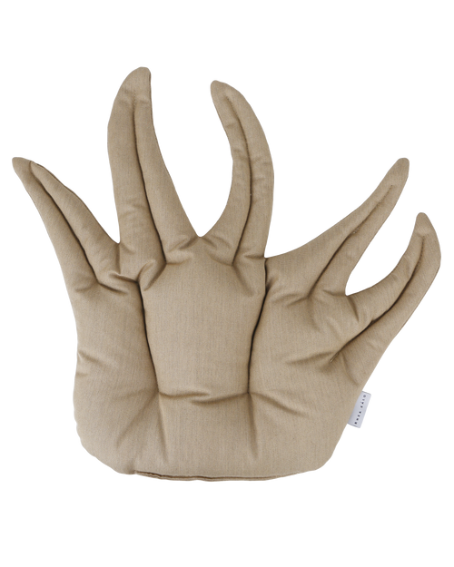 Beige outdoor cushion with plant design by Rhea Kalo, made in Athens Greece