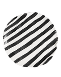 Handmade ceramic dinner plate with black stripes design by Rhea Kalo Athens
