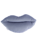Blue outdoor cushion with kiss design by Rhea Kalo, made in Athens