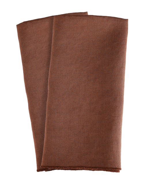 Brown linen napkin set from Trees Are My Tribe collection by Rhea Kalo Athens