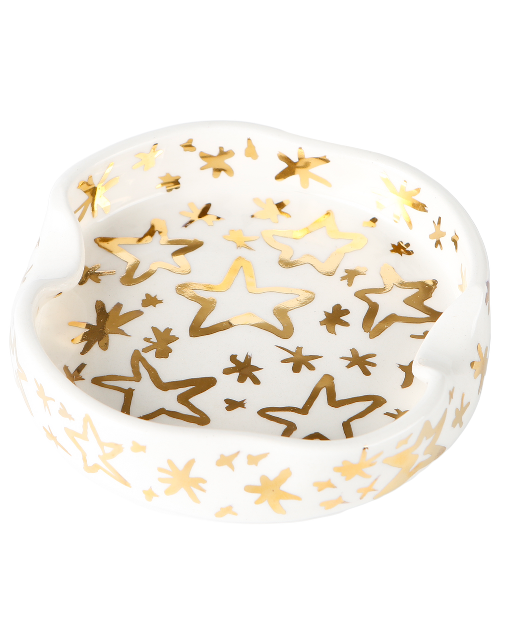 Handmade ceramic cigar ashtray with gold stars by Rhea Kalo Athens