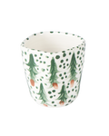 Hand-painted ceramic espresso cup with green motif, made in Athens by Rhea Kalo