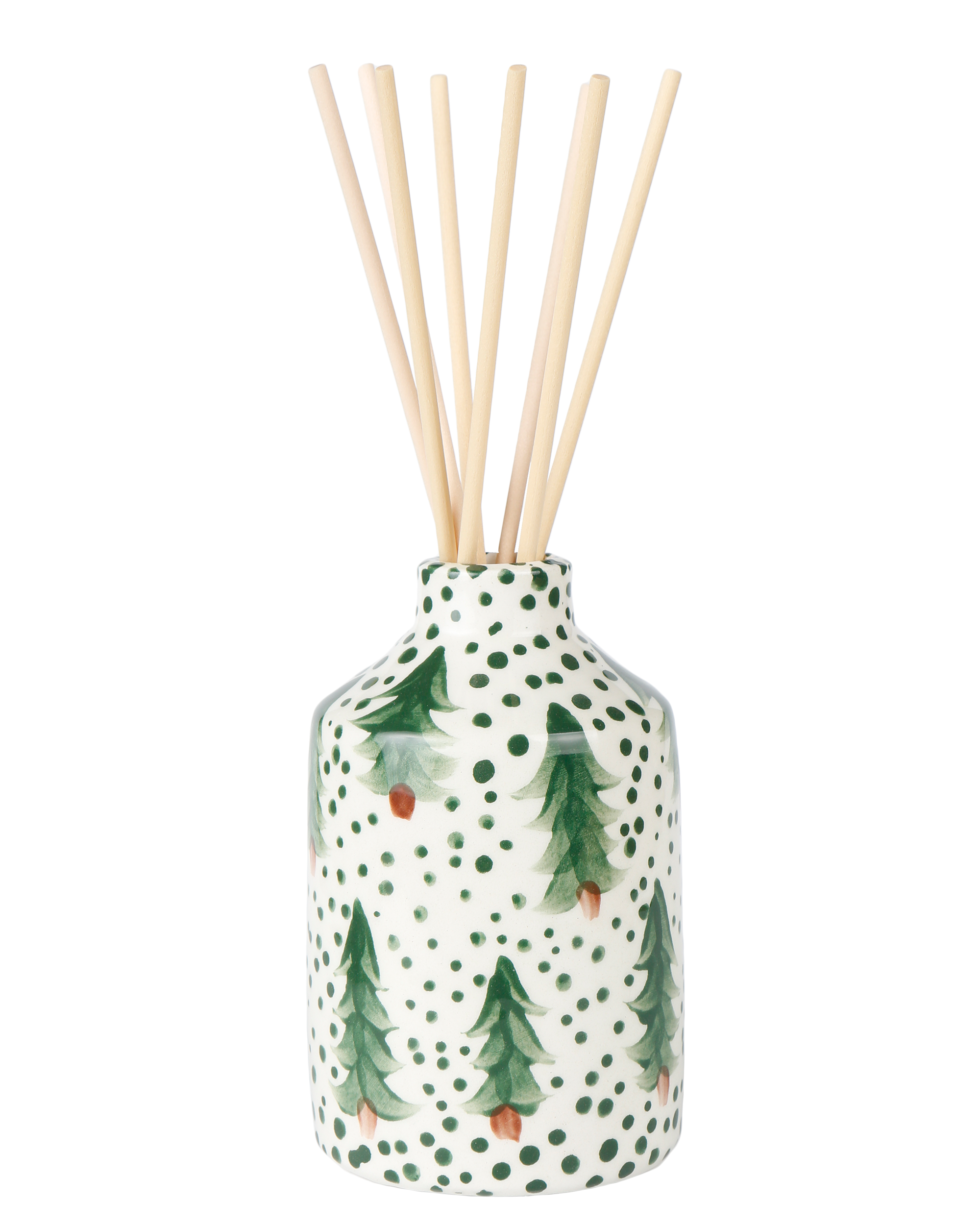 Handmade ceramic reed diffuser with green design by Rhea Kalo, made in Athens