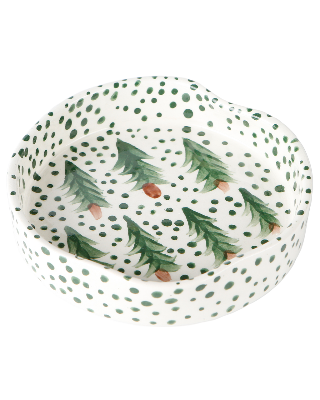 Handmade ceramic trinket tray with green design by Rhea Kalo, made in Athens
