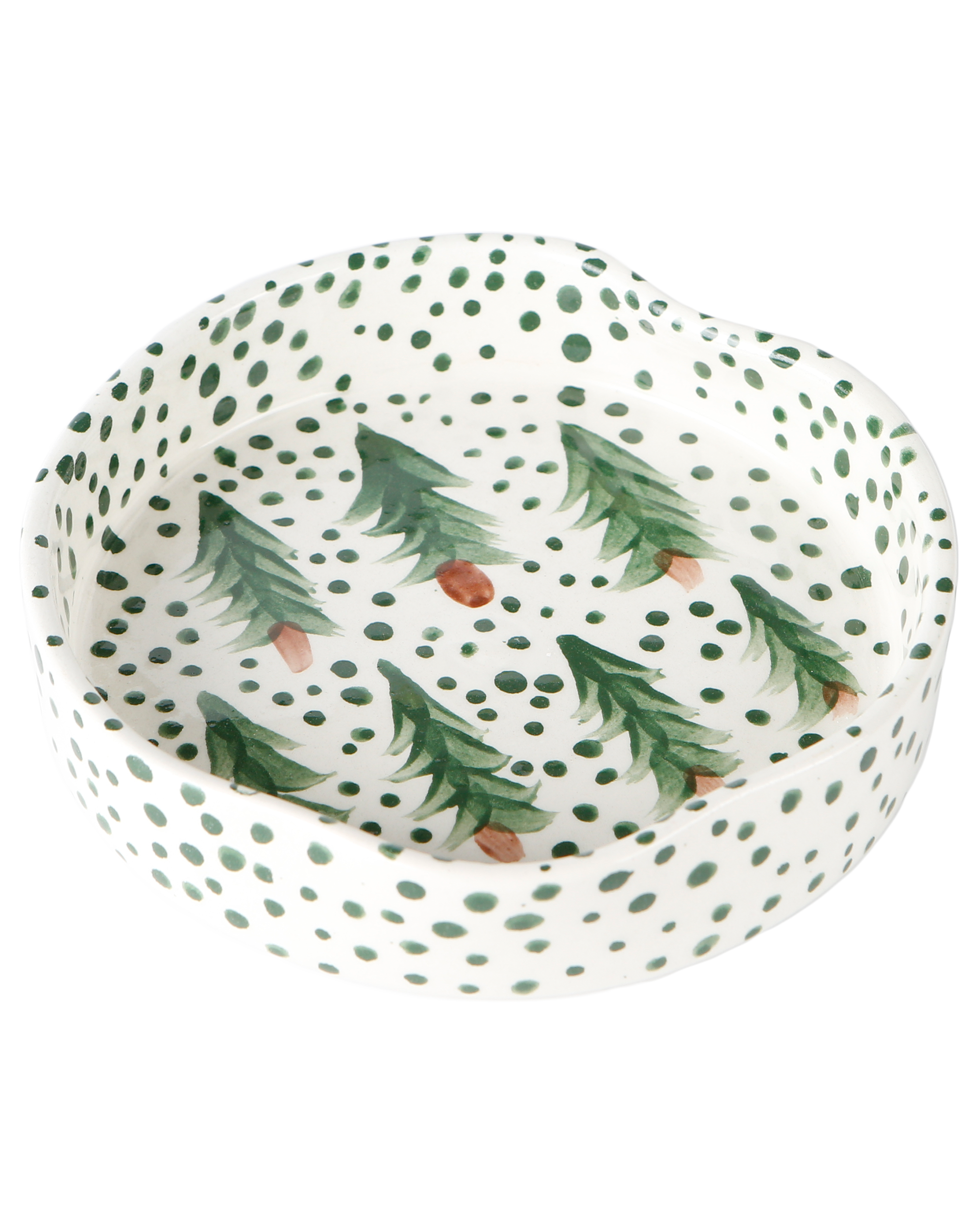 Handmade ceramic trinket tray with green design by Rhea Kalo, made in Athens