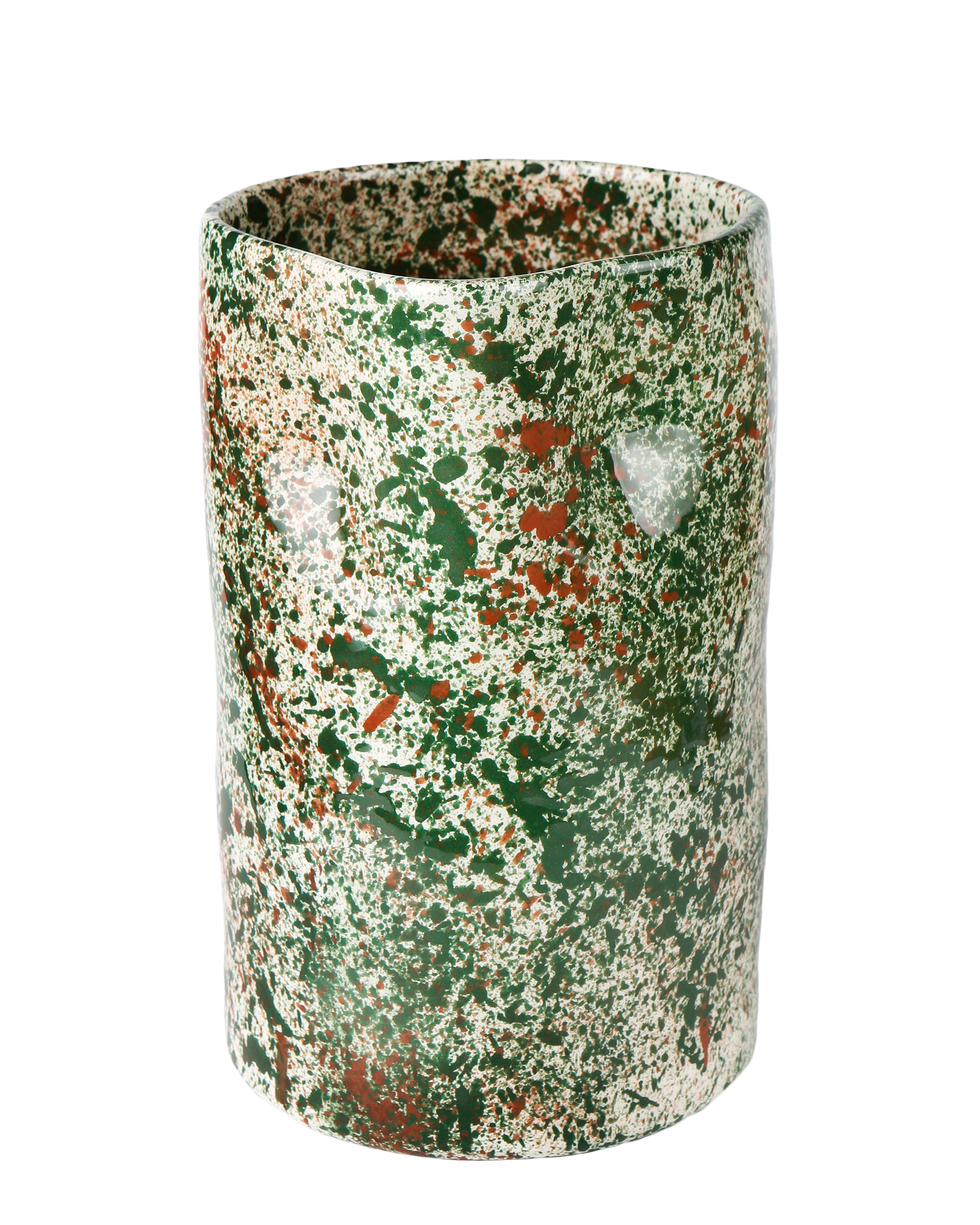 Handmade ceramic bunch vase with splatter pattern, made in Athens by Rhea Kalo