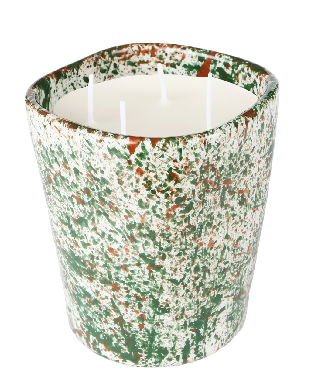 Handmade ceramic splatter candle by Rhea Kalo, made in Athens Greece