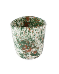 Handmade ceramic espresso cup with splatter pattern, made in Athens by Rhea Kalo
