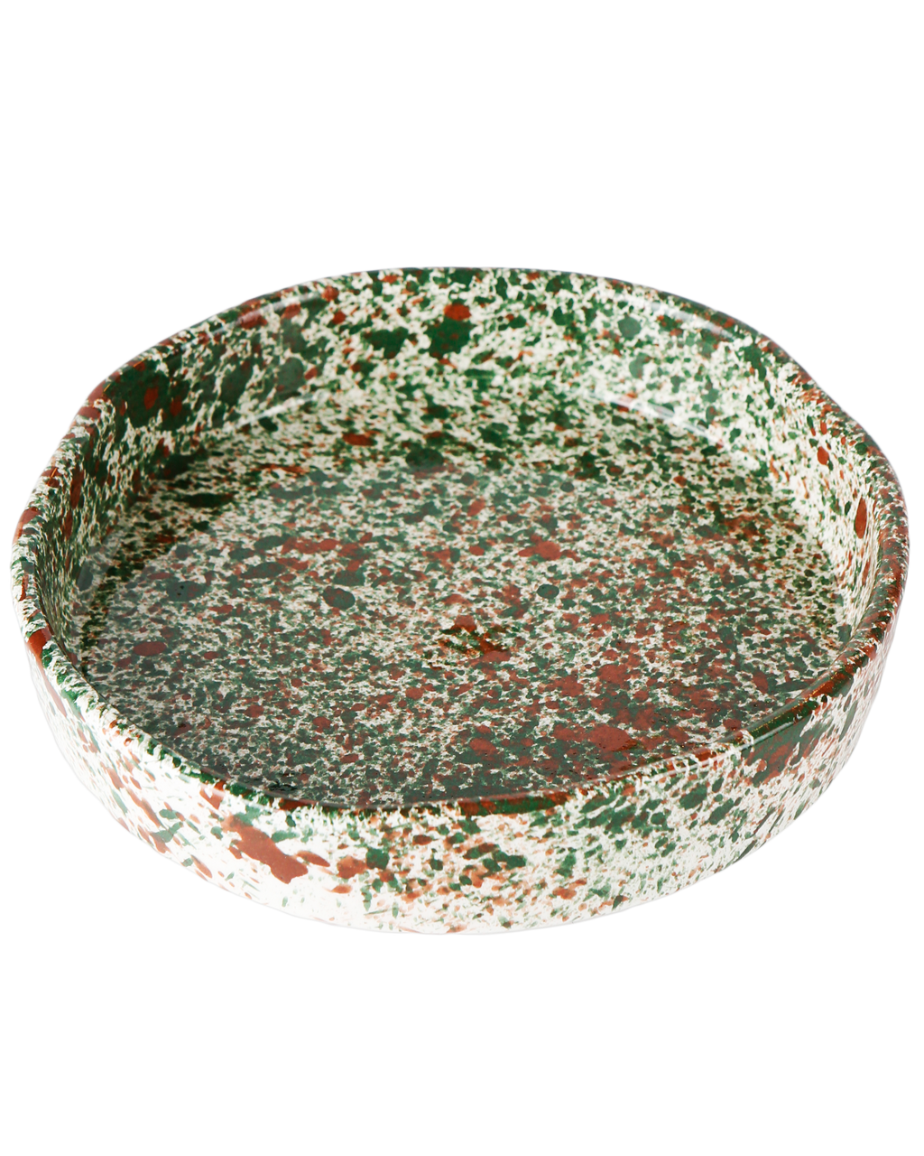 Handmade ceramic trinket tray with splatter pattern, made in Athens by Rhea Kalo