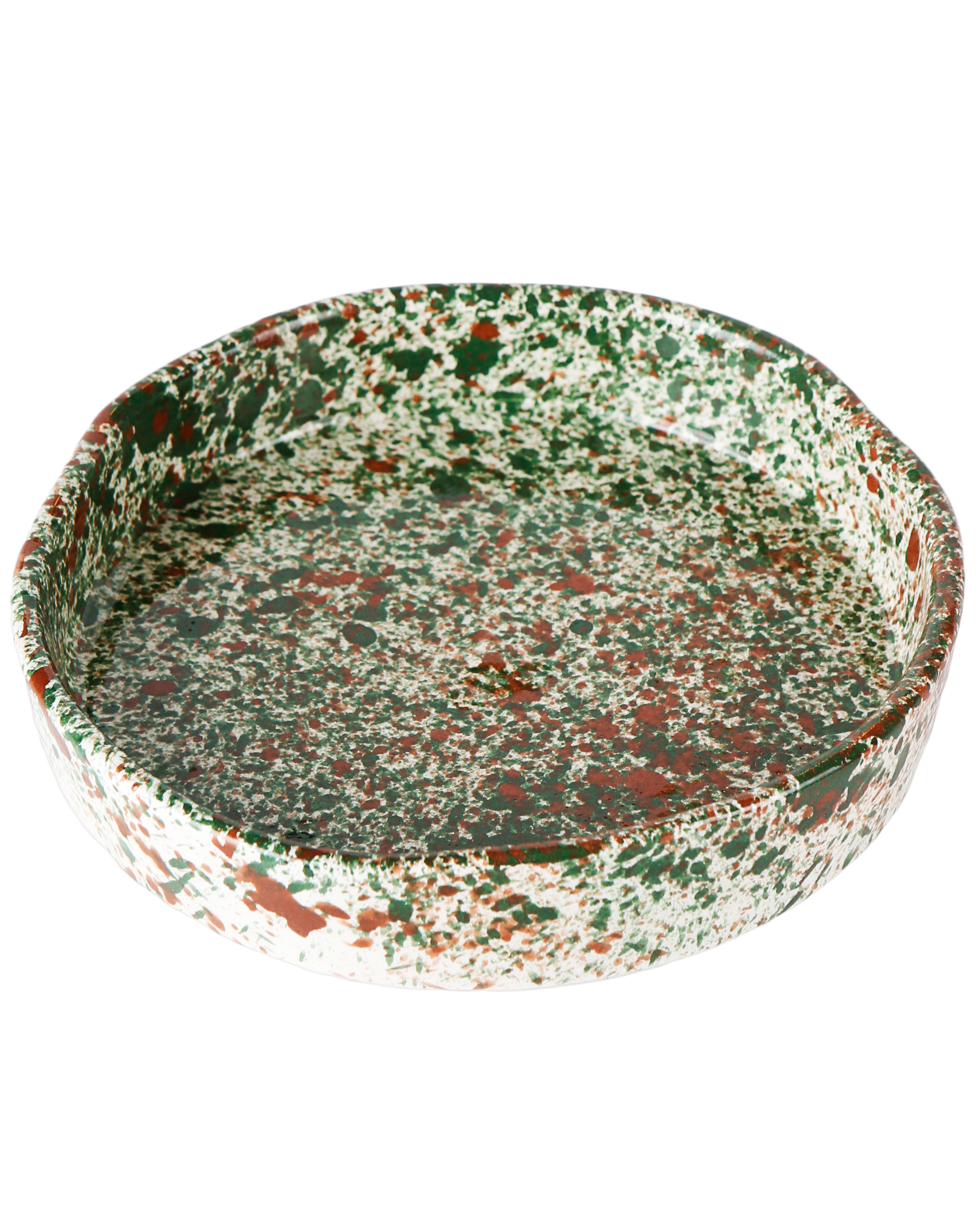 Handmade ceramic trinket tray with splatter pattern, made in Athens by Rhea Kalo