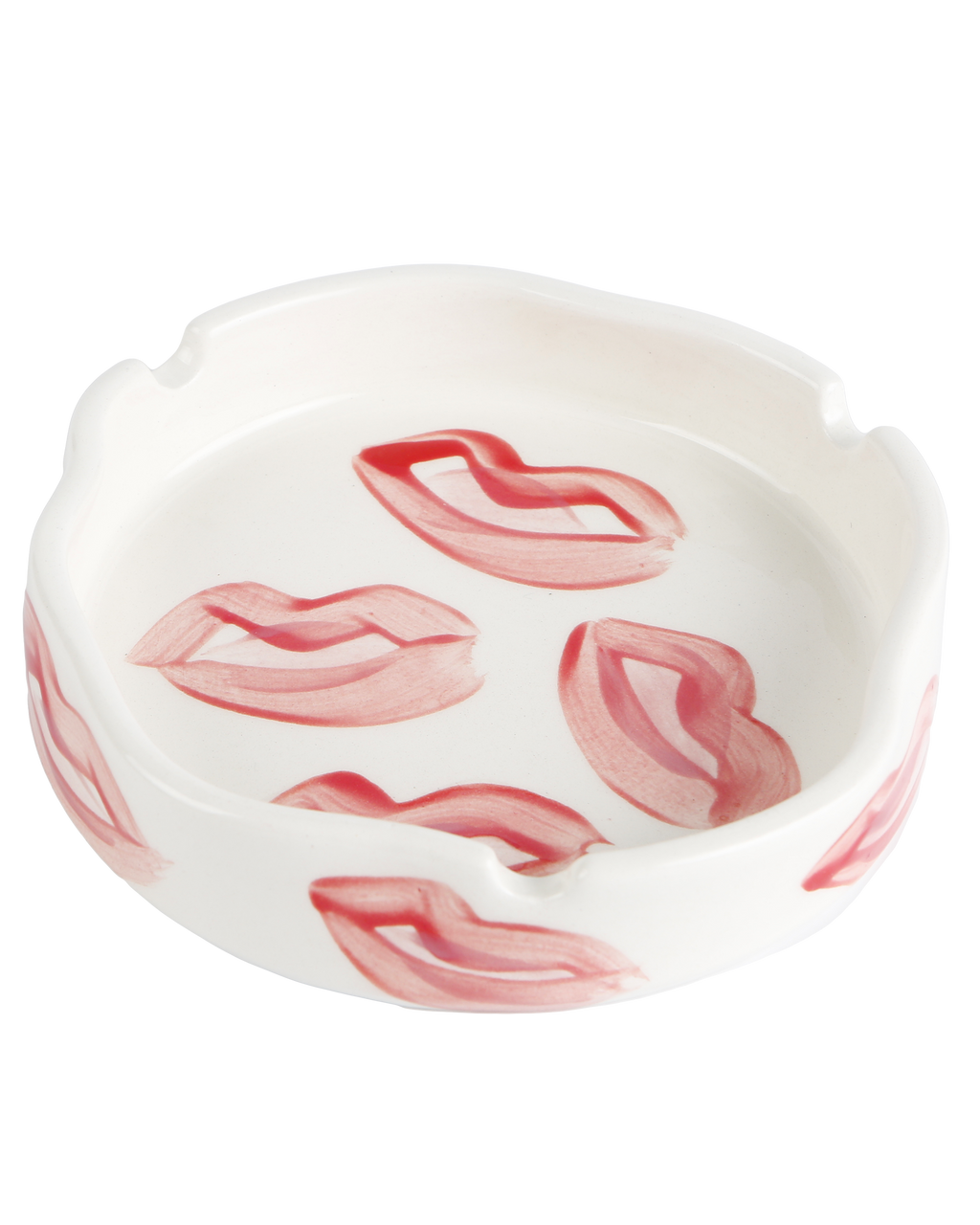 Handmade ceramic ashtray with kisses design by Rhea Kalo, made in Athens