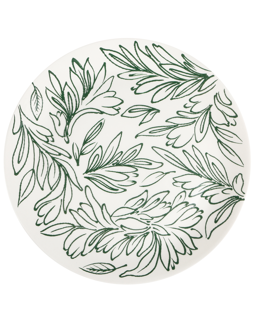 Hand-painted nature-inspired ceramic dinner plate by Rhea Kalo, made in Athens