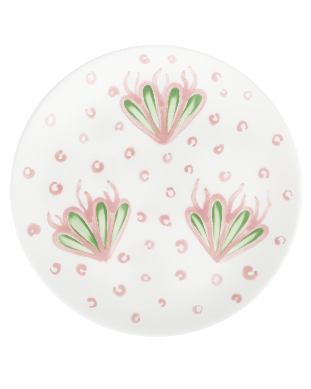 Hand-painted pink ceramic kids plate with corals and bubbles, made in Athens by Rhea Kalo