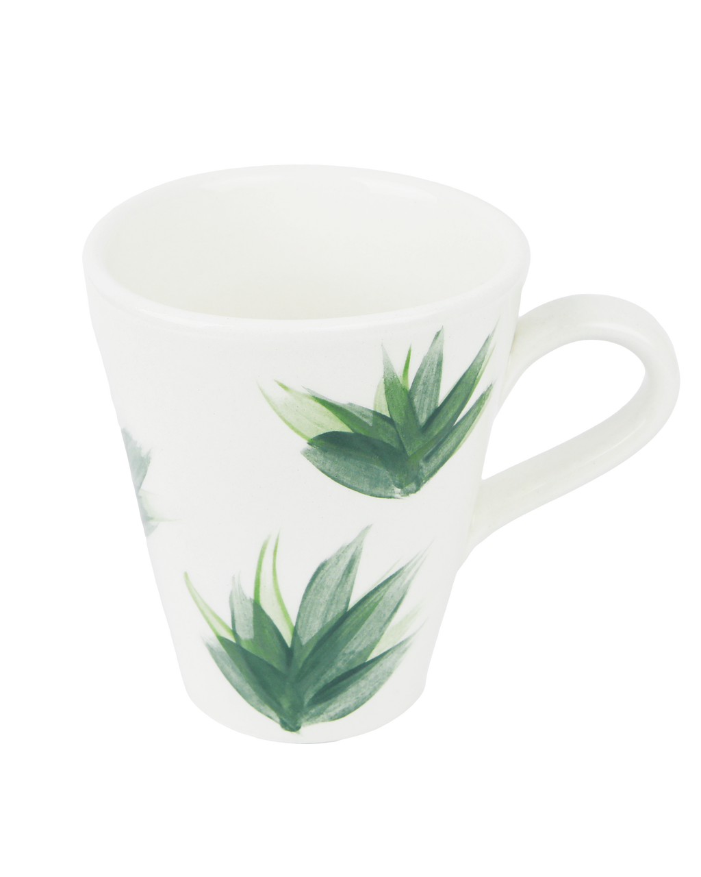 Hand-painted ceramic coffee cup with plants design, handmade in Athens by Rhea Kalo