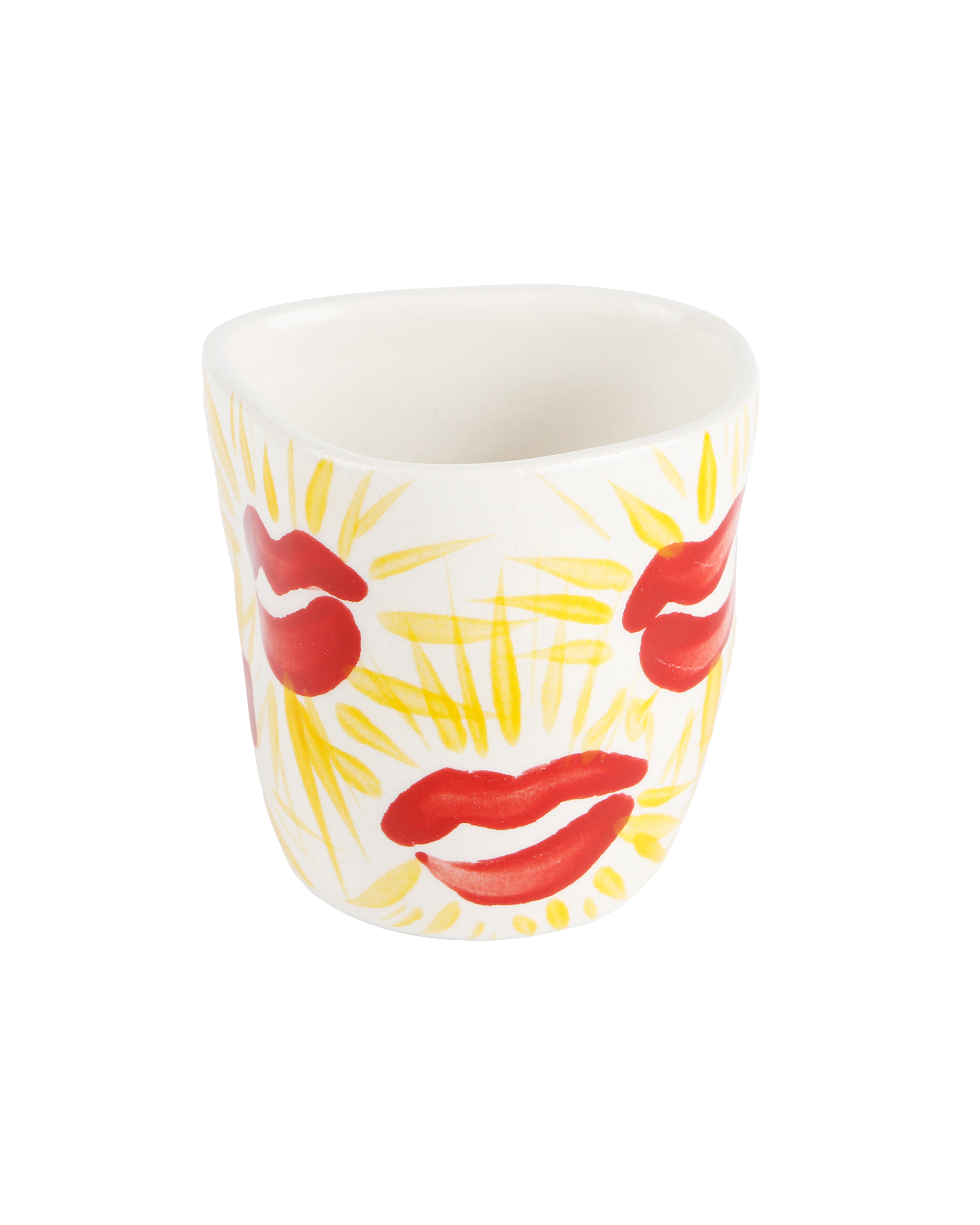 Handmade ceramic espresso cup in Sunkissed design, made in Athens by Rhea Kalo