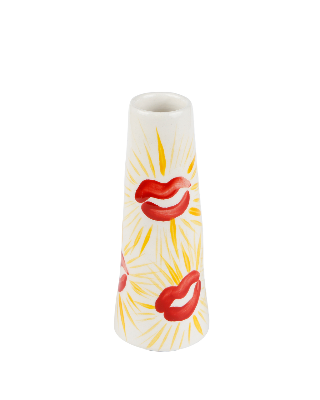 Handmade ceramic stem vase in Sunkissed design by Rhea Kalo, made in Athens