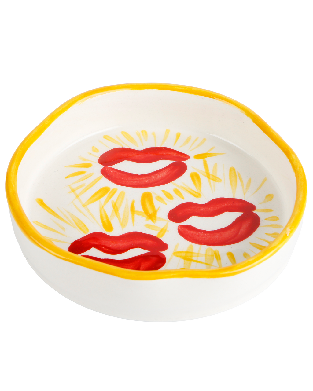 Handmade ceramic Sunkissed trinket tray with rim by Rhea Kalo, made in Athens