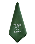 Trees Are My Tribe green linen napkin set by Rhea Kalo, made in Athens