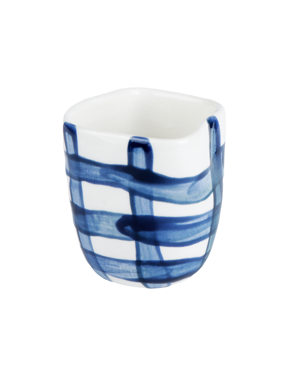 Hand-painted vichy blue ceramic espresso cup, handmade in Athens Greece by Rhea Kalo