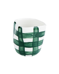 Hand-painted green vichy pattern ceramic espresso cup, handmade in Athens by Rhea Kalo