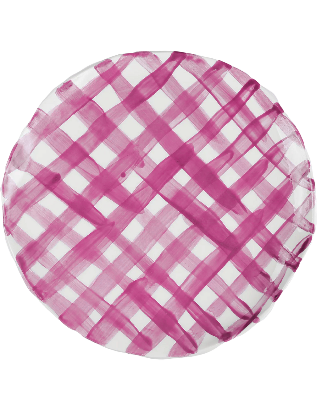 Hand-painted vichy lilac ceramic dinner plate, made in Athens by Rhea Kalo