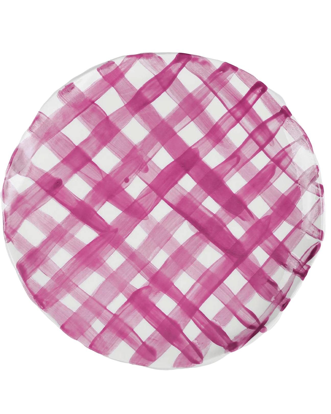 Hand-painted vichy lilac ceramic dinner plate, made in Athens by Rhea Kalo