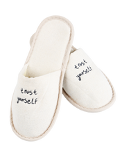 Load image into Gallery viewer, TRUST YOURSELF OFF-WHITE SLIPPERS
