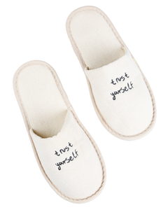 TRUST YOURSELF OFF-WHITE SLIPPERS