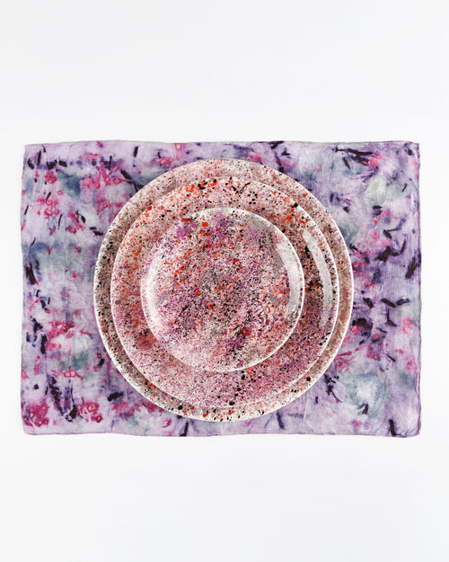 Black rose splatter linen placemat set