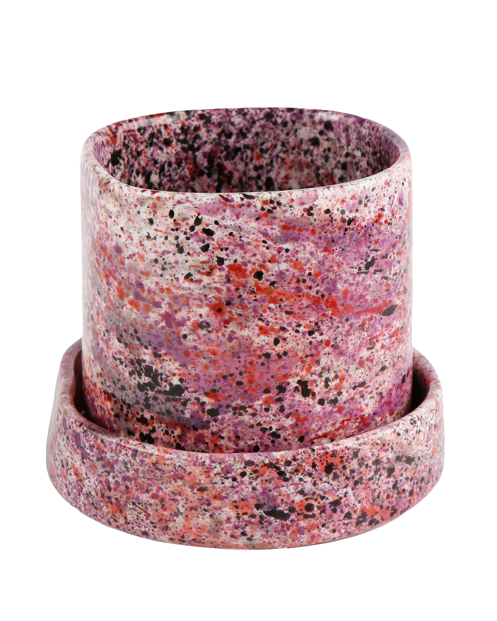 Black rose splatter planter