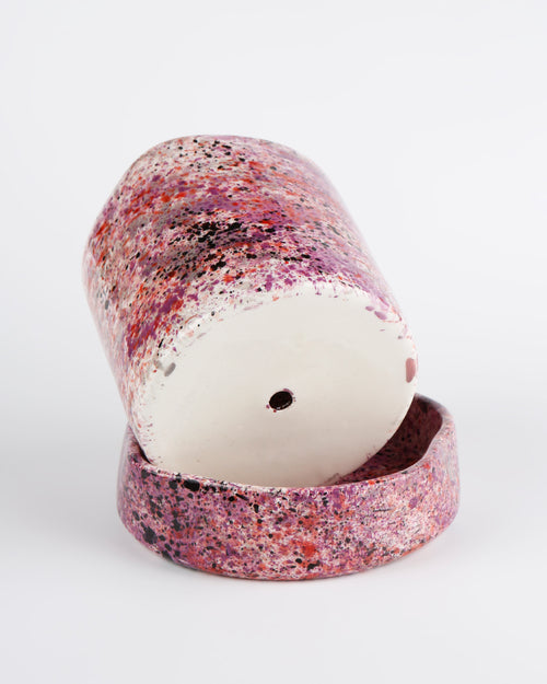 Black rose splatter planter