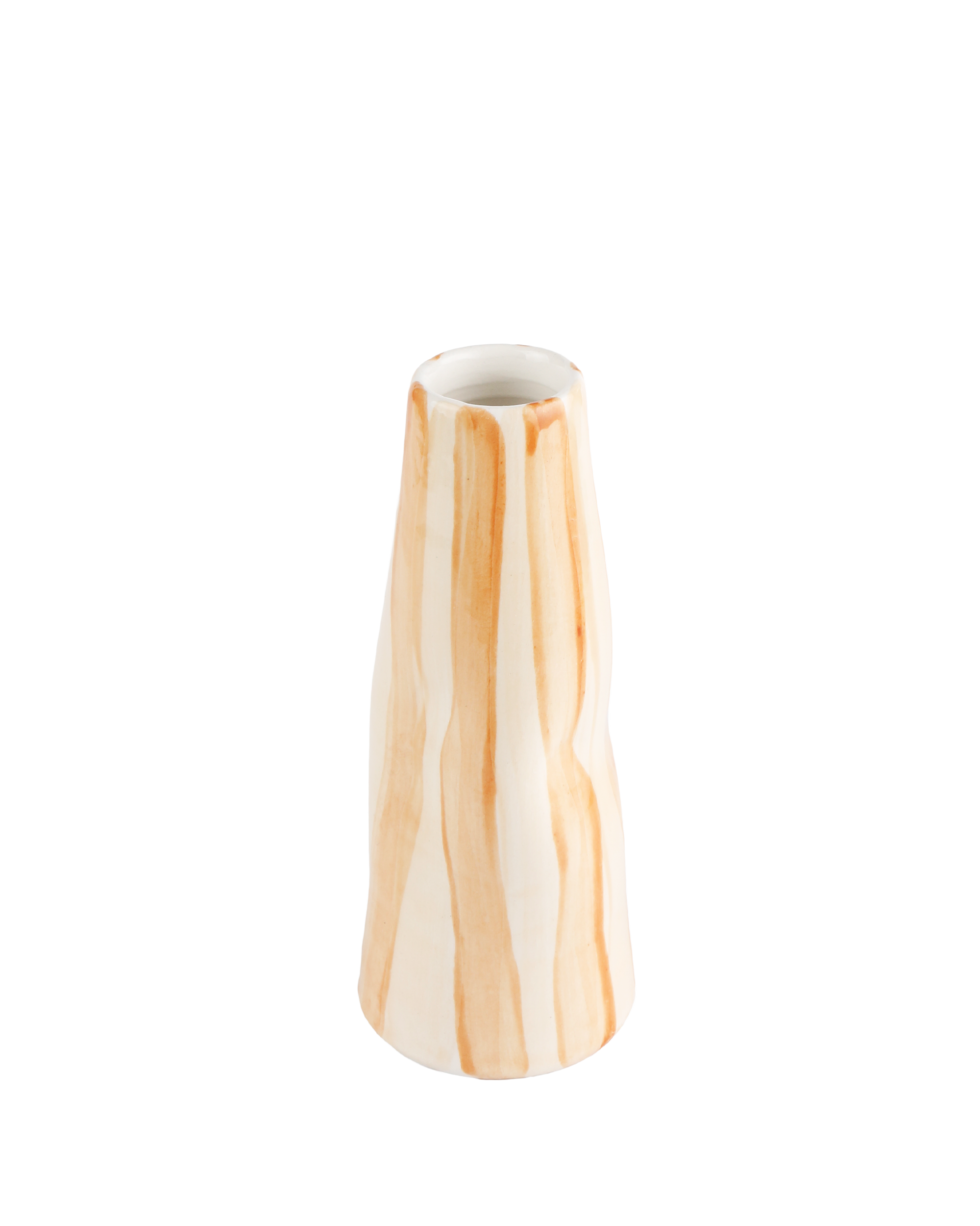 Caramel on beige stripes stem vase