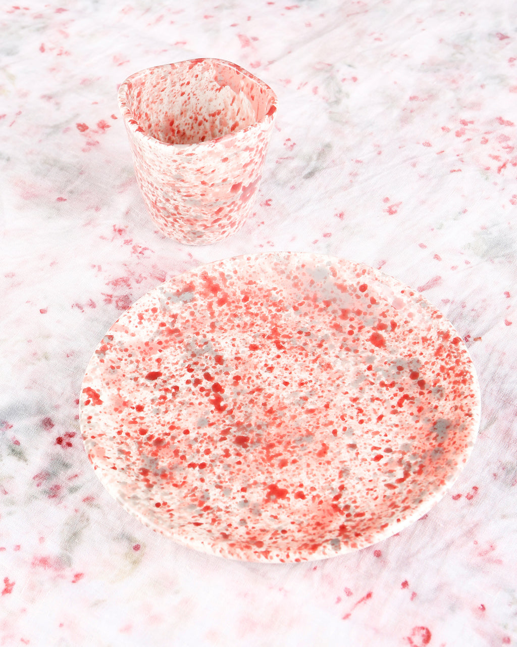 Hibiscus splatter linen tablecloth