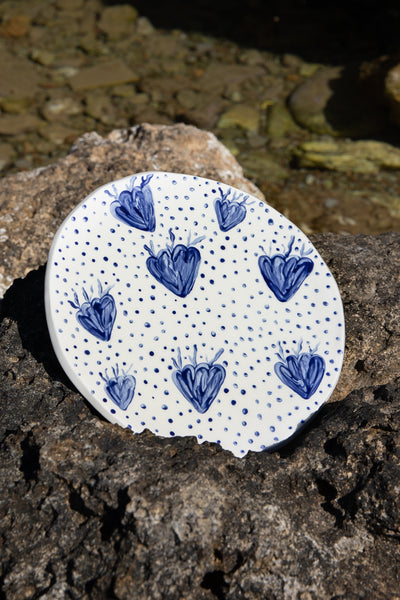 BLUE CORAL & DOTS PLATE