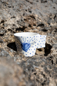BLUE CORAL& DOTS COFFEE CUP