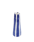 Handmade ceramic vase with Aegean blue stripes by Rhea Kalo, made in Athens