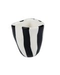 Hand-painted black and white stripes ceramic espresso cup, handmade in Athens by Rhea Kalo