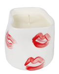 Hand-painted ceramic kiss candle, handmade in Athens by Rhea Kalo