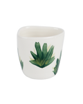 Handmade ceramic espresso cup with plants design by Rhea Kalo, made in Athens