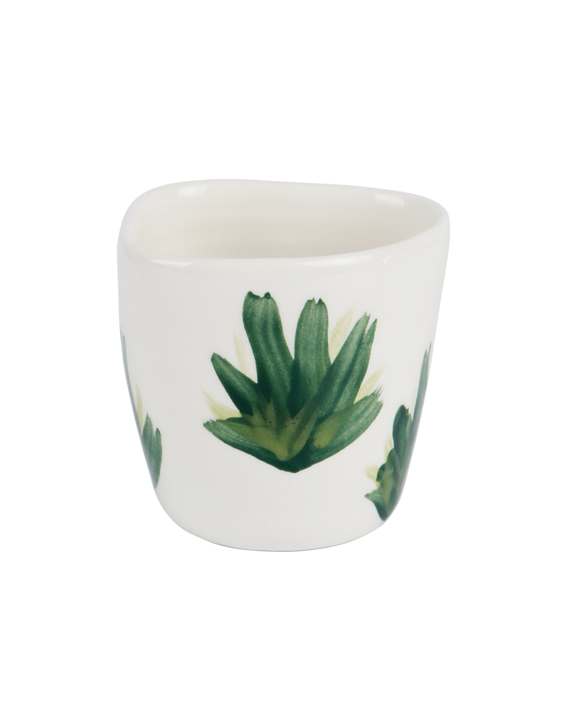 Handmade ceramic espresso cup with plants design by Rhea Kalo, made in Athens